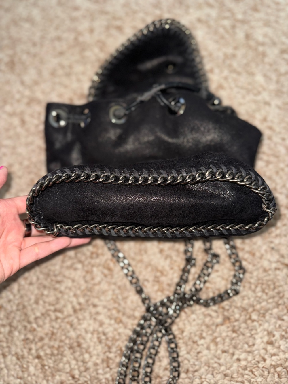 Stella McCartney Black Chain-Trim Shoulder Bag FLAWS - Picture 8 of 8